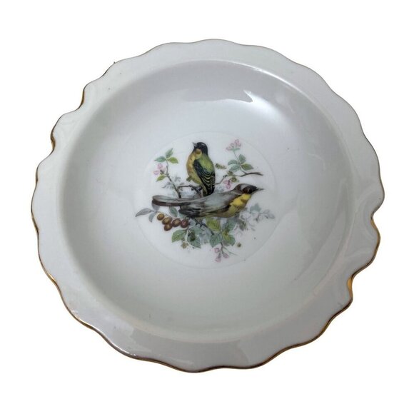 Vintage Creamer and Saucer Yellow Finch Birds Design Ceramic Set Mini Pitcher - Picture 8 of 10